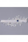 Dentelle Princesse Cuisse Jarretière Strass Broderie Fleur Perlée De Mariée Jarretière Jarretière Couleur : Blanc, Taille : 