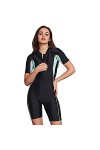 generic Womens Shorty Wetsuit One-Piece Snorkeling Surf Swim Suit Short Sleeves Front Zip Diving Snorkeling Surf Swimwear Co