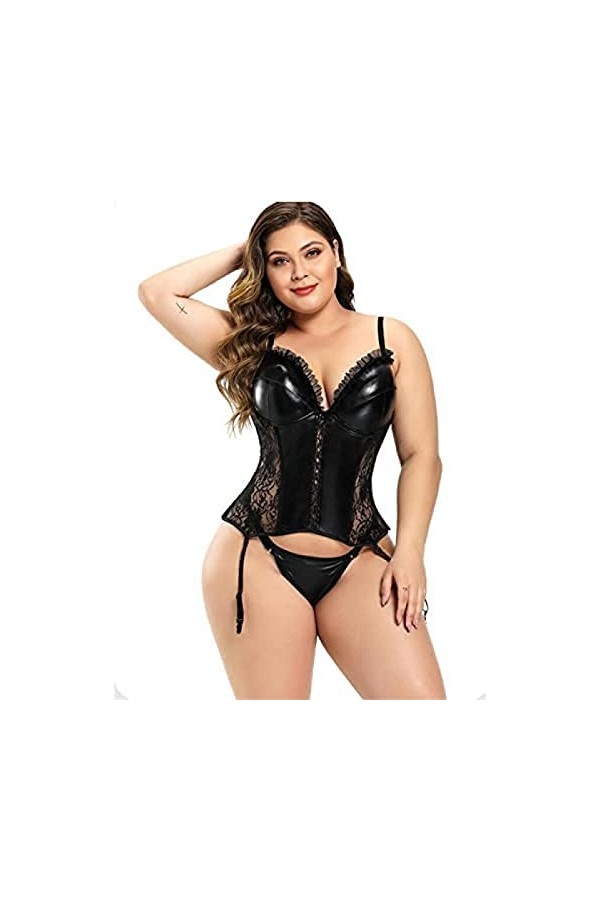 Femmes Sexy Wetlook Latex Lingerie Clubwear En Cuir Verni Moulante Combinaison Pole Dance Performance Costume,Noir,Petit