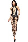 Catsuit En Similicuir Sans Manches Pour Femmes Uniformes Wetlook Sexy,Noir,Moyen