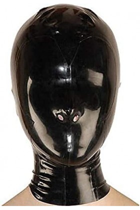 Masque En Latex Capuche En Caoutchouc Noir Avec Fermeture À Glissière Au Dos Catsuit Party Wear Costumes,Noir,Petit