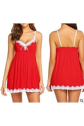 Générique Generic Casquettes pour Hommes Lingerie Sexy Chemise de Nuit Sexy en Dentelle à col Suspendu pour Femme Rouge XL 