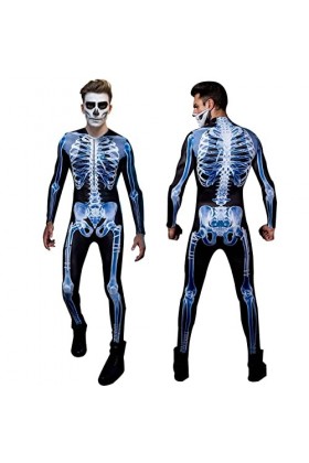 YTGER 3 Pcs Déguisements Squelette 3D - Halloween Squelette Fantaisie Costumes Body Combinaison,Halloween Cosplay Pretend Rol
