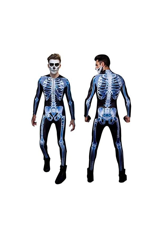YTGER 3 Pcs Déguisements Squelette 3D - Halloween Squelette Fantaisie Costumes Body Combinaison,Halloween Cosplay Pretend Rol