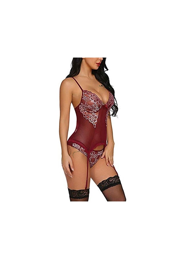 MXXHFC Nuisettes, Nuisettes et déshabillés pour femmesRobes pour femmesLingerie Sexy Net Yarn Chaussettes siamoises Perspecti