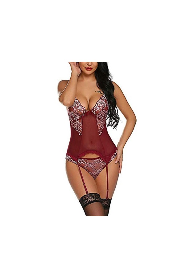 MXXHFC Nuisettes, Nuisettes et déshabillés pour femmesRobes pour femmesLingerie Sexy Fil en Filet Chaussettes siamoises Persp