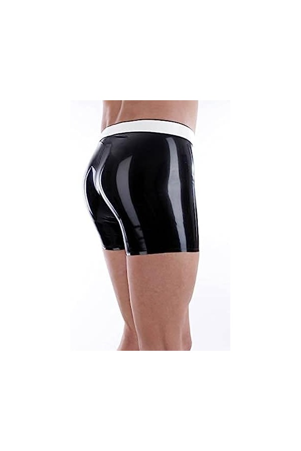 IDOBLO Boxer en Latex pour Homme avec Maillot De Bain Blanc À Fermeture Éclair À lentrejambe,Noir,M