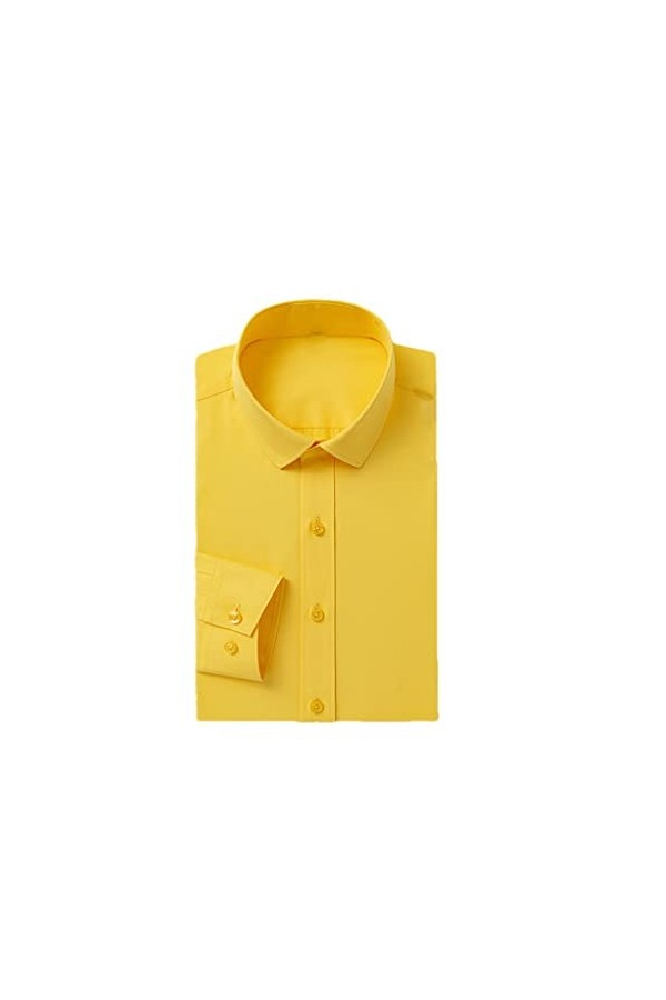 Hommes daffaires Robe Chemise Hommes Coupe ajustée à Manches Longues Solides Chemises décontractées Hommes Travail Bureau Po