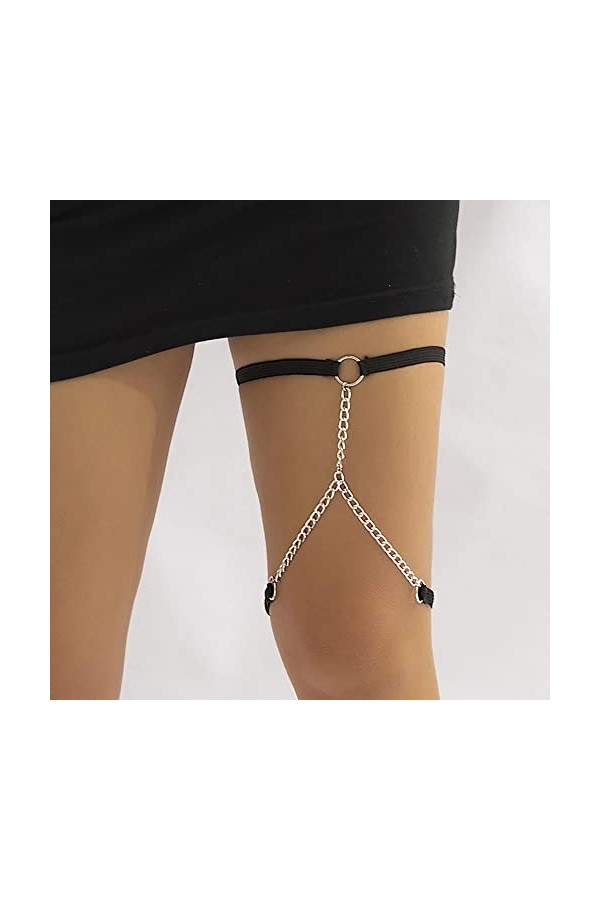 HEIMP WXYNHHD Sexy Cuisse Anneau Punk Party Accessoires Argent Couleur Chaîne Fringe Discothèque Élastique Jarretières