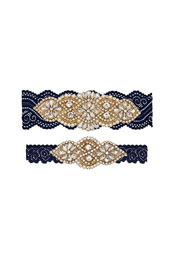 Jarretière avec,Accessoires de Robe de mariée de mariée Porte-Jarretelles en Dentelle à Boucle de Jambe cloutée de Diamants -