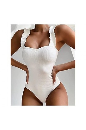 Générique Generic Femmes Sexy One Piece Maillot de Bain Bois Oreille Ruffle Maillots de Bain Push Up Maillots de Bain Summer 