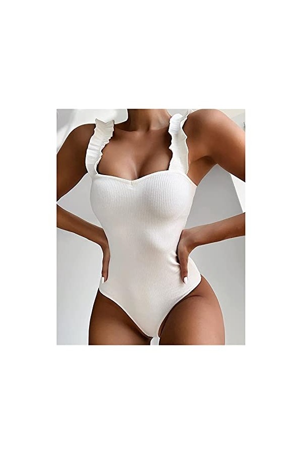 Générique Generic Femmes Sexy One Piece Maillot de Bain Bois Oreille Ruffle Maillots de Bain Push Up Maillots de Bain Summer 