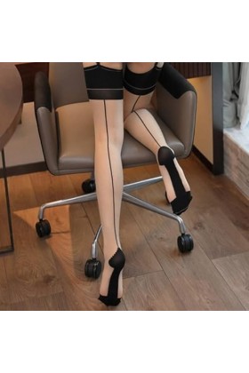 Bas Vintage Talon Couture Arrière Cuisse Bas Bas 10D Ultra Mince Transparent Soie Collants Femmes Lingerie Sexy Noir Rouge T