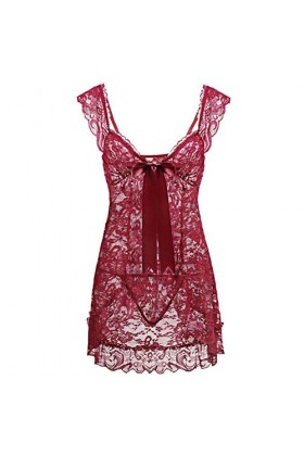 SUNMME S-6XL Plus Size Lingerie Sexy Femme Européenne Et Américaine Sexy Cardigan Dentelle Sexy Bretelles Pyjama Perspective 