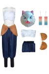 Foanja Déguisement Inosuke Femme Cosplay Demon Slayer Corps Hashibira Inosuke Complet Anime Uniforme avec Masques et Boucles 