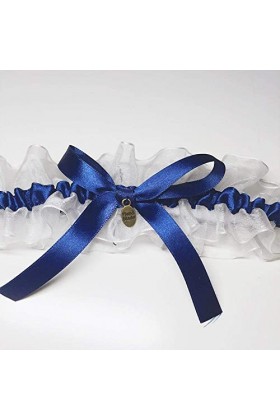 TONZN Jarretière sexy en dentelle élastique avec nœud pour femme, jarretière créative en dentelle rétro - Bleu marine 02_Tail