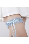 Jarretière en dentelle avec ornement, accessoires de mariage en dentelle avec nœud en strass chauds-Bleu clair_Taille unique,