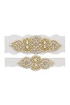 TONZN Porte-jarretelles de mariage pour mariée, applique en strass, ceinture porte-jarretelles en dentelle, champagne_M, acce