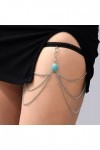 GOOFFY WXYNHHD Femme Vintage Vert Pierre Jambe Chaîne for Femmes Cercle Rond Argent Couleur Métal Multicouche Cuisse Chaîne J