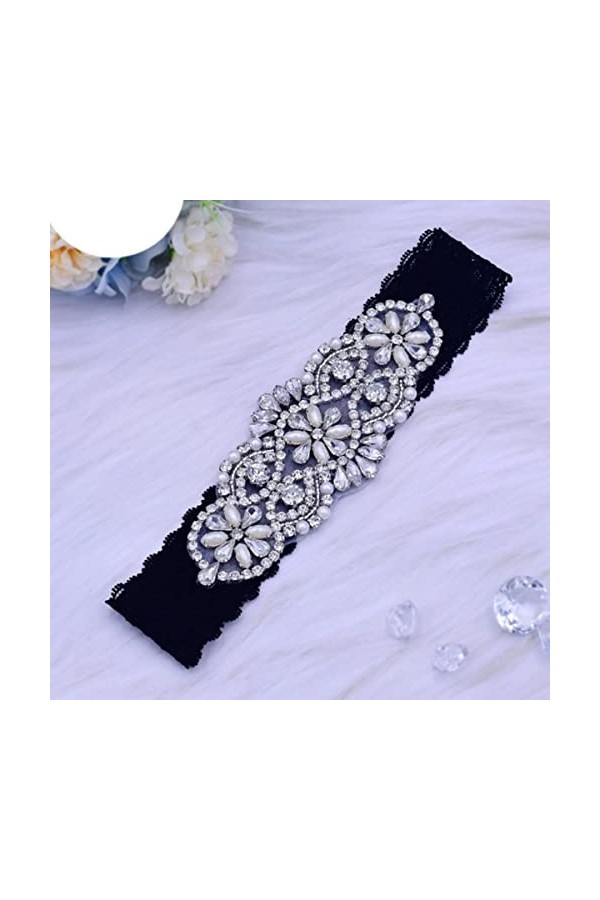 Sexy Girls Jarretière Ensemble Dentelle Blanche pour Femmes Argent Ceinture Noir Jarretières De Mariage pour Robe De Mariée S