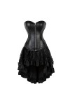 DELIGUO Bustiers et Corsets Femme - Corsets Sexy pour Les Femmes Plus La Taille Costume Overbust Gothique Faux Cuir Corset Et
