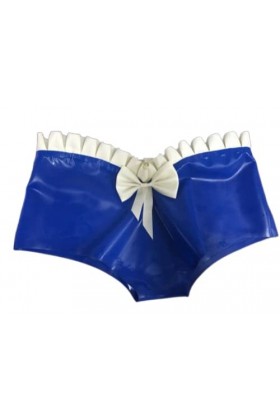 Latex RubberBlue Sexy Tight Triangle Shorts Dames Lace, Blue, XS