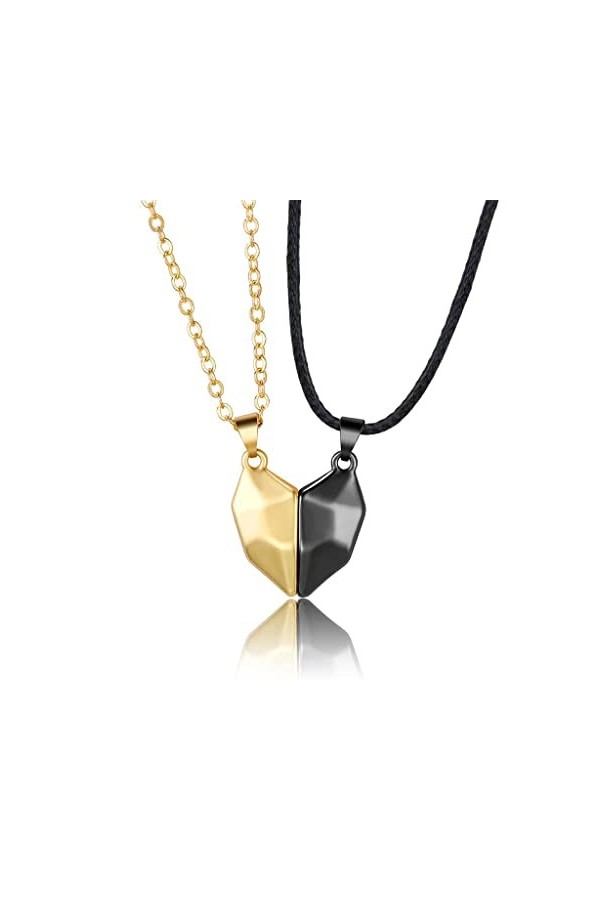 JEMITA Colliers Personnalité, Assortis, 2Pcs Love Heart Mutual Attraction Pendentif for Couples Hommes Mowen Girlfriend Lover