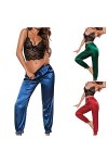sous-vêtements Sexy Femme Coquine érotique Tenues Femme Sexy Satin Pyjama Fronde Soutien-Gorge Pantalon Long Costume Deux piè