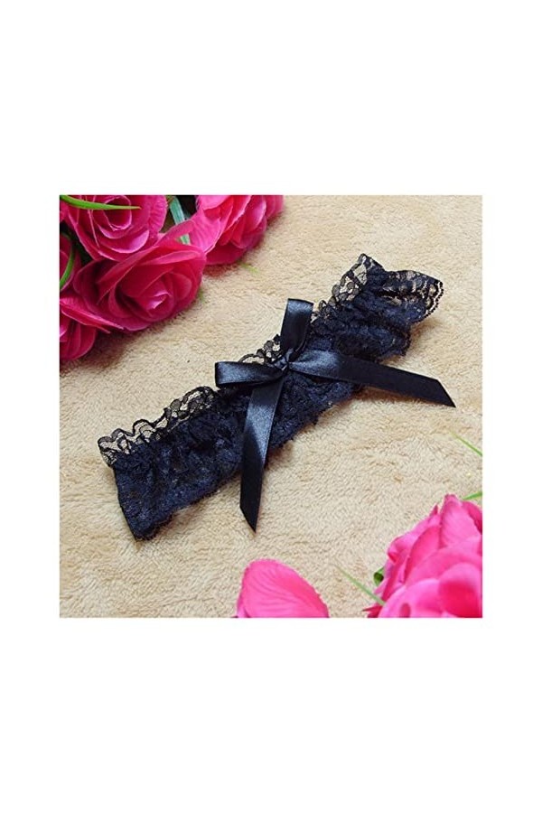 ACiyD Dames Sexy Lingerie Jarretière Bas Dentelle Jarretière Jambe Verrouillage Jarretière De Mariage Couleur : Blanc, Taill