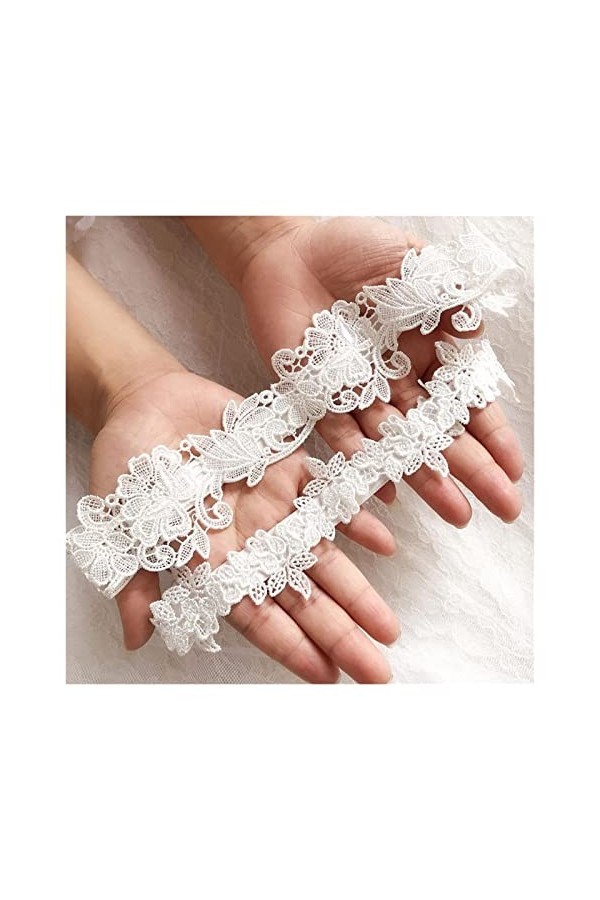 ACiyD 2pcs / Set Jarretière de Mariage Dentelle Brodée Florale Sexy Jarretière Dames/Anneaux de Cuisse de Mariée Couleur : B