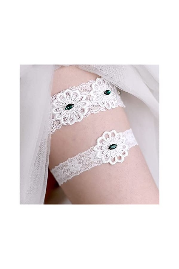 ACiyD Ensemble de jarretière en Dentelle, jarretière de Jambes de mariée pour Femmes, Accessoires de Jambe de Jarretelles Flo