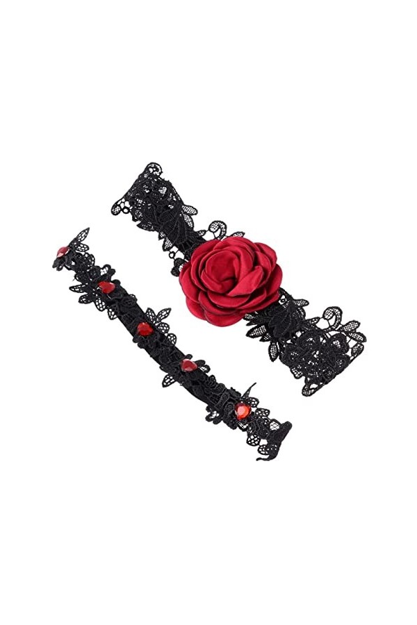 ACiyD Strass Fait à la Main Jarretière de mariée Stretch Brodé Stretch Jarretière Rose Fleur Jarretière Dentelle Jambe Verrou