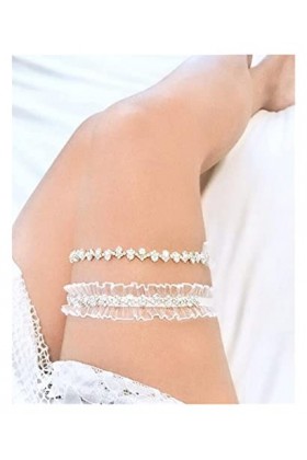 ACiyD Mariage Jarretière De Mariée Satin Bow Strass Jarretière Sexy Dentelle Jarretière Cuisse Verrouiller Couleur : Orange,