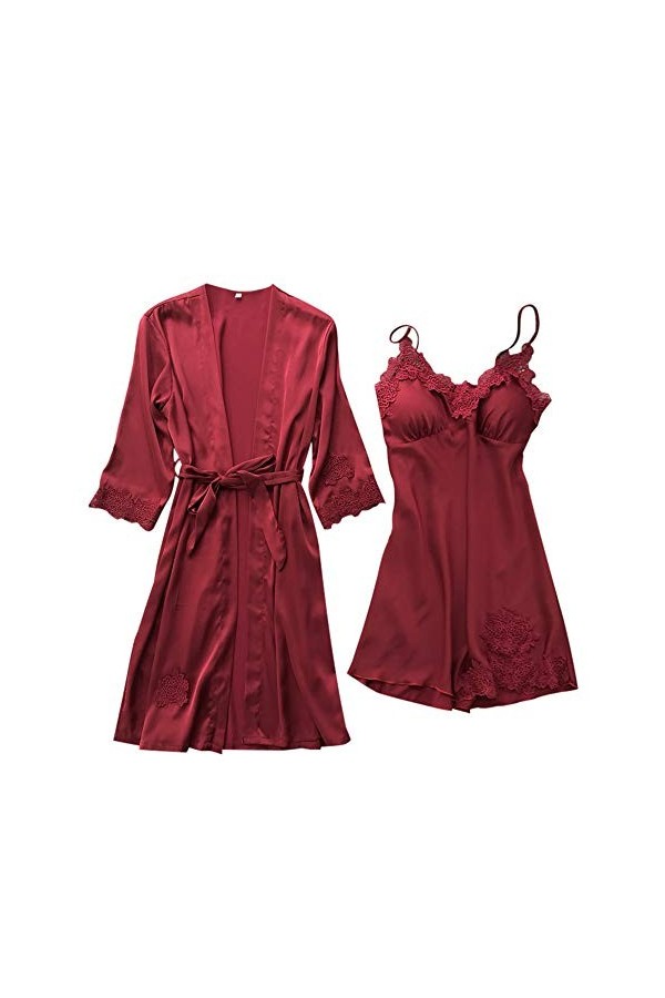 Ensemble de lingerie sexy pour femme - Cami en soie sexy - Vêtements de nuit - Ensemble de sous-vêtements - Pyjama avec robe 