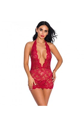 sous-vêtements Sexy pour Femmes, Grande Taille, col Licou, Lingerie érotique, Coupe cintrée, Ensemble Pyjama Enveloppant Les 