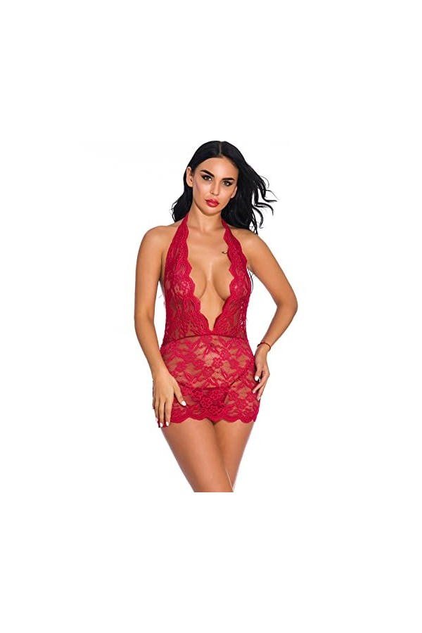 sous-vêtements Sexy pour Femmes, Grande Taille, col Licou, Lingerie érotique, Coupe cintrée, Ensemble Pyjama Enveloppant Les 