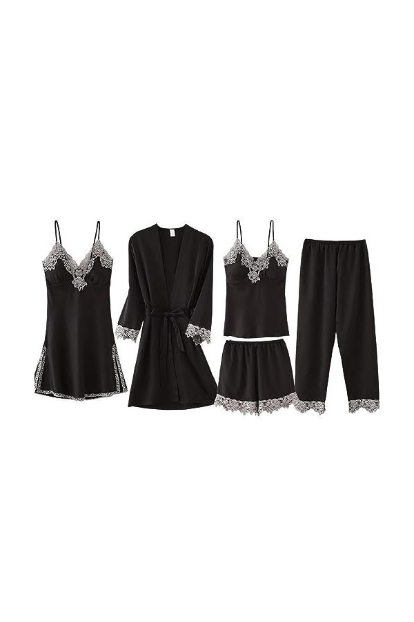 Lingerie Sexy pour Femmes, Chemise de Nuit en Cuir, Tenue de Maison, Imitation Soie, Lingerie érotique, Pyjama, Ensemble de C