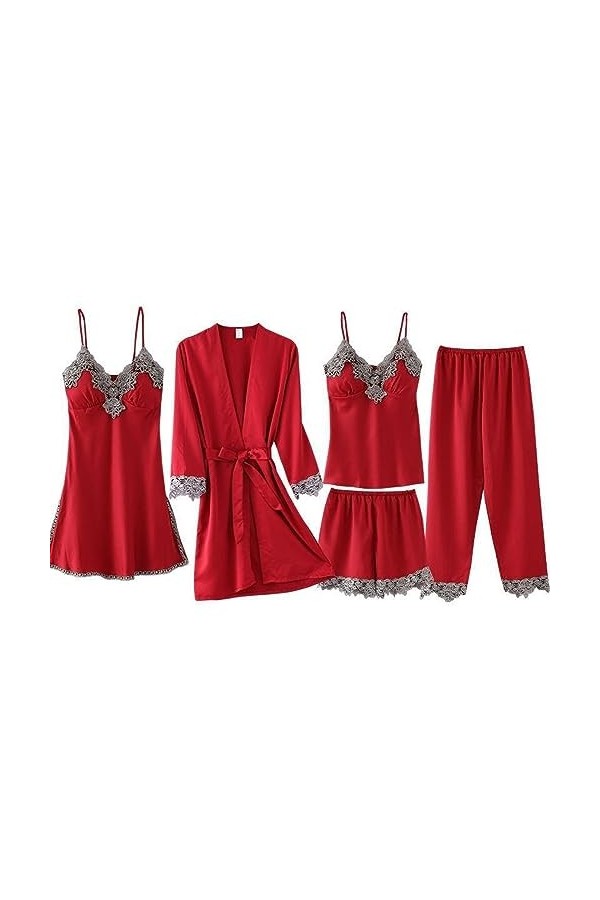 Lingerie Sexy pour Femmes, Chemise de Nuit en Cuir, Tenue de Maison, Imitation Soie, Lingerie érotique, Pyjama, Ensemble de C