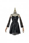AAHARYA Anime Death Note Cosplay Costume Amane Misa Femmes Noir Imitation Cuir Sexy Gothique Uniforme Collier Halloween Robe 