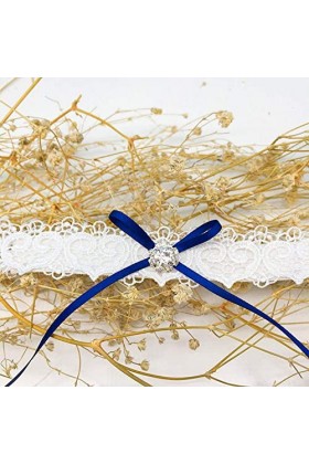 TONZN Jarretière de mariée en dentelle, jambes de mariée décorées avec nœud en dentelle saphir_Taille unique, accessoires de 