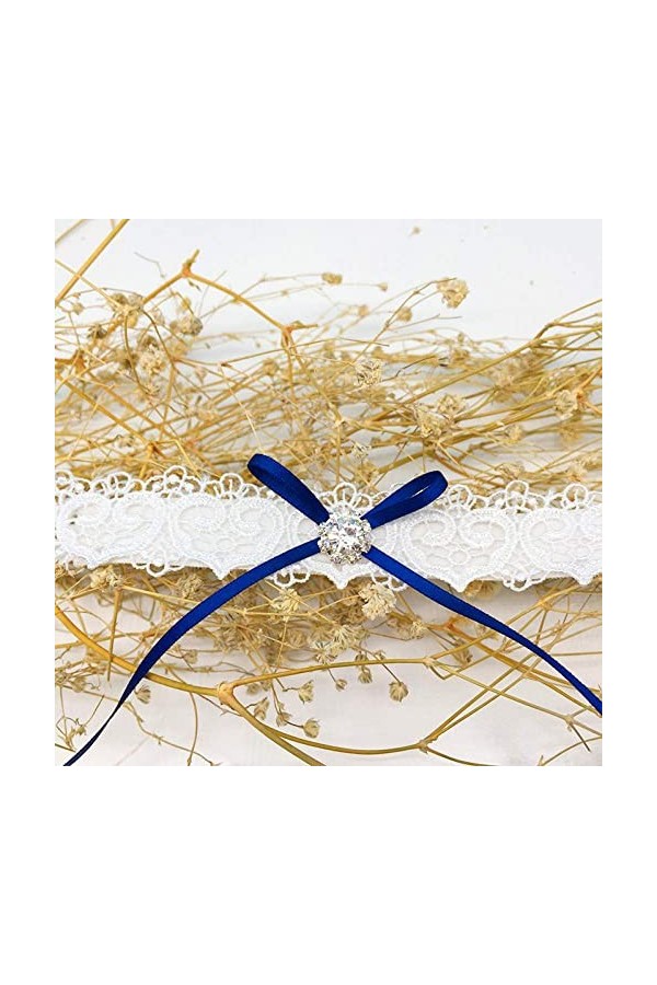 TONZN Jarretière de mariée en dentelle, jambes de mariée décorées avec nœud en dentelle saphir_Taille unique, accessoires de 