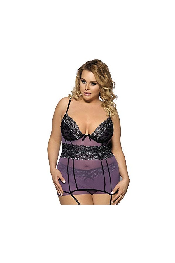 Pyjama Sexy Lenceria Lingerie Sexy Grandes Tailles Robe avec Jarretière Nuit Romantique Femmes Bodycon Mesh Sexy Babydoll Vi