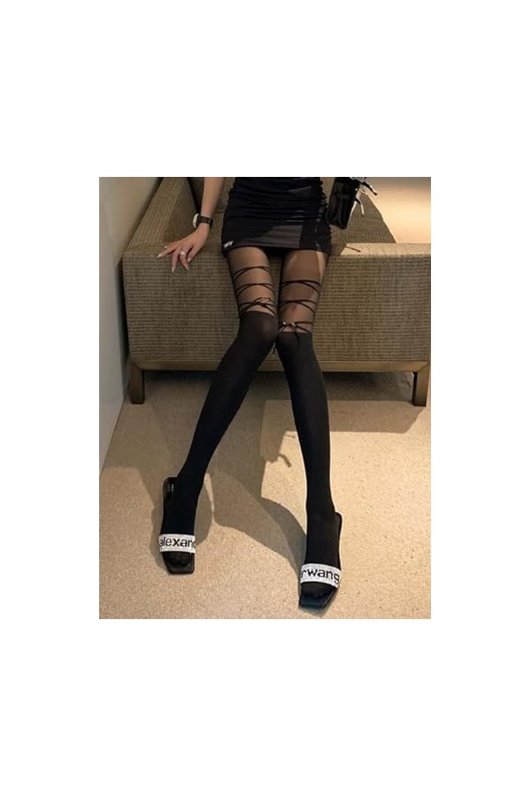 Bas Sexy Femmes Bas Transparent Ultra-Mince Nylon Bas Dété Sheer Et Lisse Collants Cuissardes Bas Bas Q Taille Unique Bas