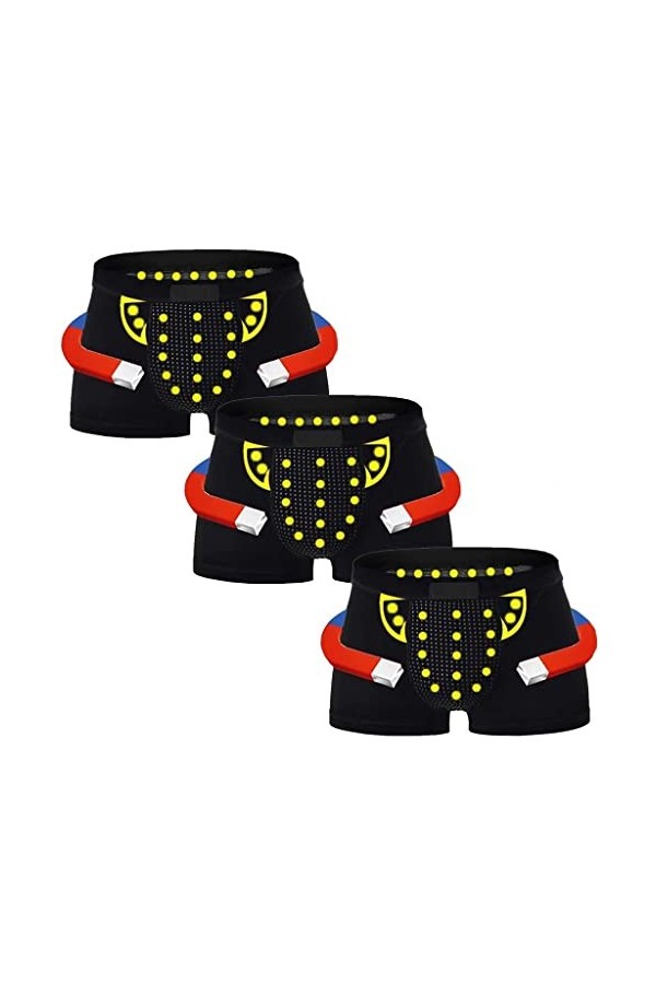 XSION Men Strong Magnetic Short De Soins De Santé De Thérapie Caleçon Confort Caleçon U-Pouch, 3/5/10-Packs Noir Color : 1