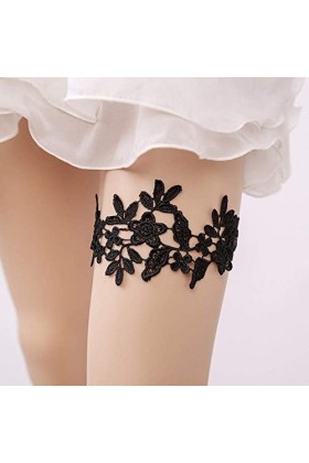 Jarretière en dentelle élastique sexy pour femme, jambes de mariée avec jarretière en dentelle élastique-bleu marine_Taille u