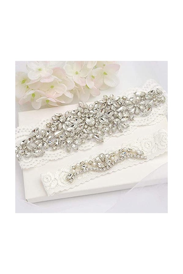 ACiyD Jarretière en Dentelle avec Ornement, Accessoires de Mariage Nuptiale jarretière en Dentelle Extensible-Or Rose_M, jarr