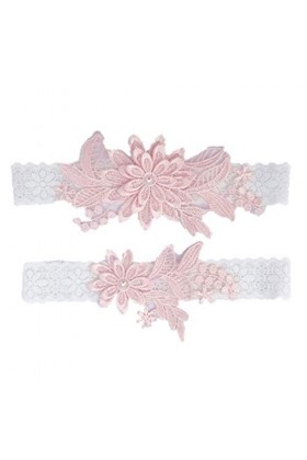 ceinture 2pcs Mariée Jarretière Dentelle Floral Perle Incrusté Élastique Jarretière Ceintures Ornements De Jambe pour La Céré