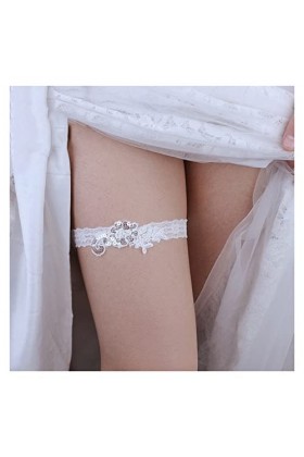 ACiyD Doux Femmes Fille Dentelle Jarretières Floral Bowknot Fête De Mariage Jarretière De Jambe De Mariée Couleur: Blanc B
