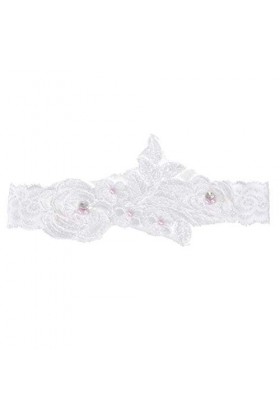 ACiyD Ceinture pour Dames Mariage Occidental Mariée Jarretière Dentelle Perle Fleur Décor de Pied de Mariée Ornements Floraux