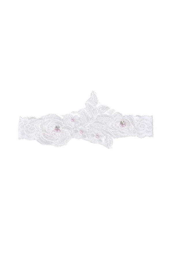 ACiyD Ceinture pour Dames Mariage Occidental Mariée Jarretière Dentelle Perle Fleur Décor de Pied de Mariée Ornements Floraux